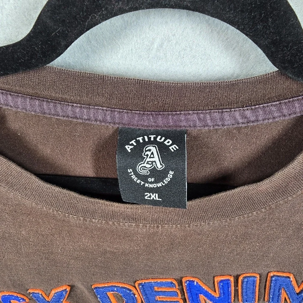 Vintage Attitude of Street Knowledge‎ Ask Denim Shirt Mens 2XL Colorblock Logo